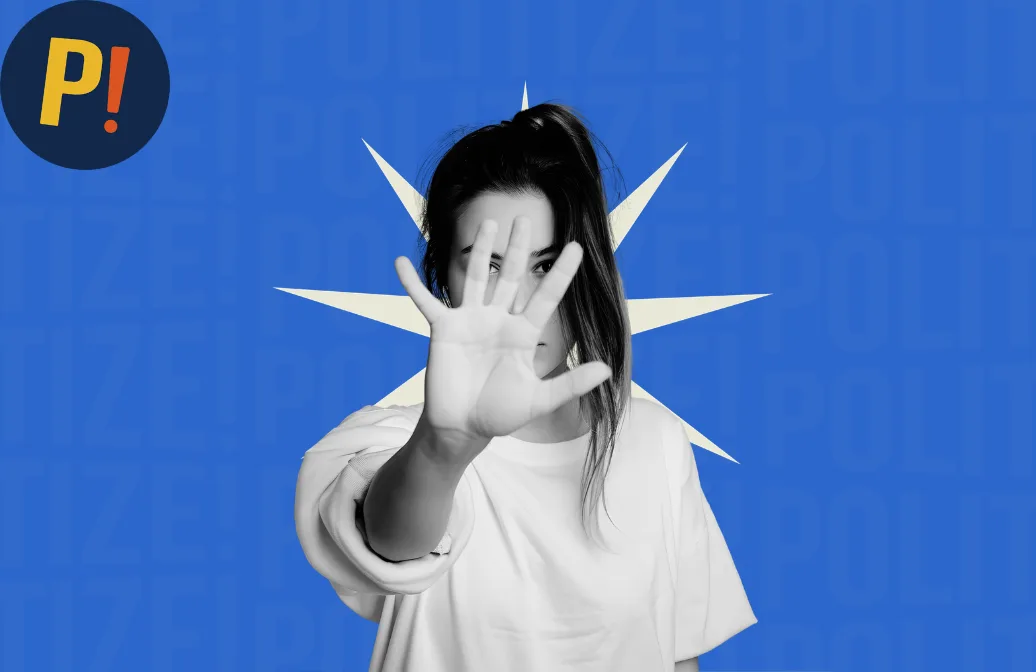 71 Imagen de una mujer que dice “no”, representando la violencia de género.